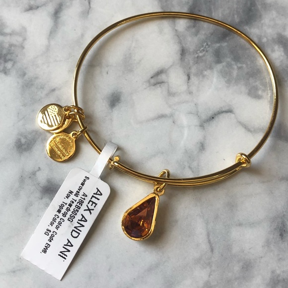 NWT Alex and Ani Swarovski Teardrop Topaz Bangle - Picture 3 of 5